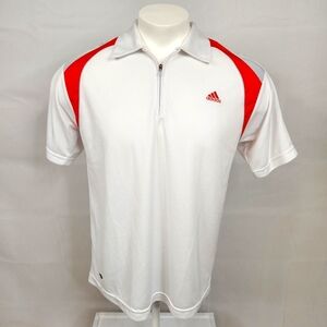 3/$25 Adidas Climacool White Orange Short Sleeve Polo Shirt Size Large